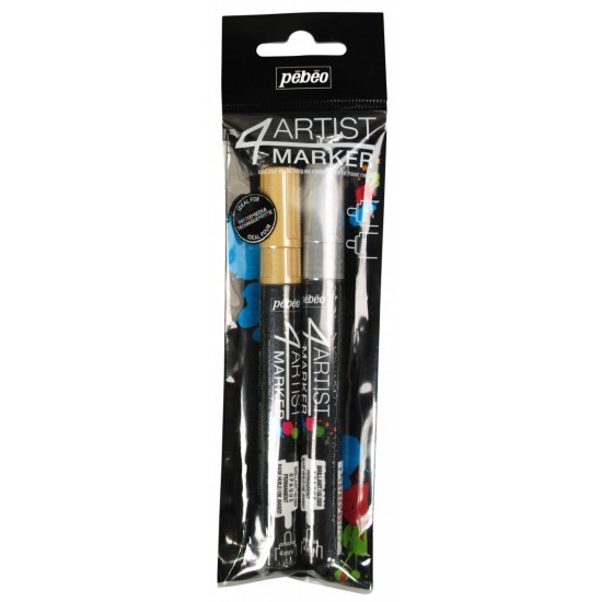 SET 2 COLOR GOLD & SILVER 4ARTIST MARKER 4 MM OIL-BASED PAINT MARKER SET 2 COLOR GOLD & SILVER 4ARTIST MARKER 4 MM OIL-BASED PAINT MARKER